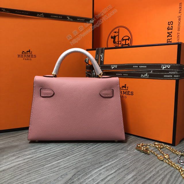 Hermes女包 愛馬仕kelly2代 Epsom金銀扣 全手縫 Hermes新款Mini kelly女包  am1790